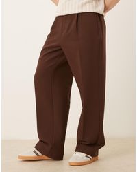 ASOS - Pantalon habillé ample à taille semi-élastique avec pli sur le devant et passants - Lyst