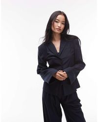ASOS - Camicia Sartoriale Blu Gessato Con Spalle Imbottite - Lyst