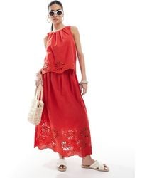 New Look - Co-ord Embroide Hem Midi Skirt - Lyst