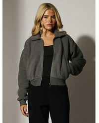 South Beach - Fleece Back Borg Cropped Jacket - Lyst