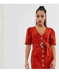 Boohoo Button Through Sundress In Rust - Orange