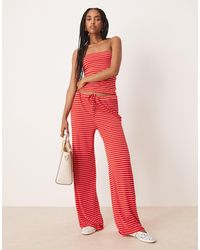 ASOS - – gestreifte hose mit weitem schnitt und bindegürtel vorne, kombiteil - Lyst