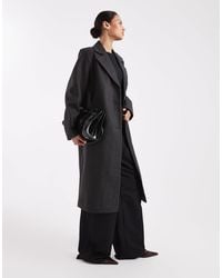 ONLY - – formeller, langer oversize-mantel aus dunkeler kunstwolle - Lyst