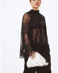 NA-KD - Pleated Mesh Sequin Scarf Top - Lyst