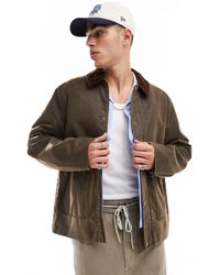 ASOS - Oversized Washed Harrington Jacket With Cord Collar - Lyst