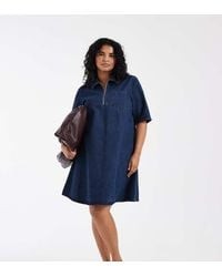 ONLY - Pleated Denim Mini Dress - Lyst