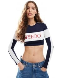 Speedo - Swim Tops Colourblock Long Sleeve Crop Rash Top - Lyst