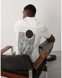 Threadbare - Chemise manches courtes à imprimé graphique - écru - Lyst