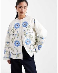 Miss Selfridge - Embroidered Cotton Padded Jacket - Lyst