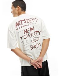 ASOS - T-shirt oversize à imprimé formes abstraites au dos - beige - Lyst