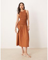 Mango - Crinkle Textured Drop Waist Dress - Lyst