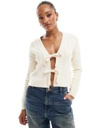 ONLY - Tie Front Knitted Cardigan - Lyst