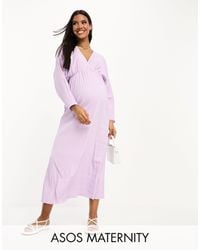 ASOS - Asos Design Maternity Seersucker Wrap Front Batwing Midaxi Dress - Lyst