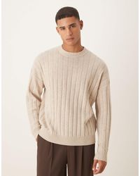 ASOS - Oversized Knitted Lambswool Rib Crew Neck Jumper - Lyst