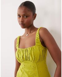 ASOS - Broderie Milkmaid Top With Gathered Bust - Lyst