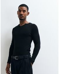 ASOS - Muscle Fit Long Sleeve T-shirt With Notch Neck - Lyst