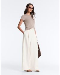 Oysho - Striped Cotton Piqué Wide-Leg Trousers - Lyst