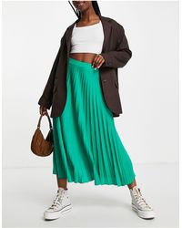 ASOS Jersey Pleated Midi Skirt - Green