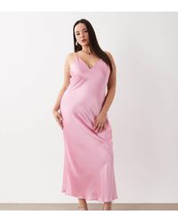 ASOS - Asos Design Curve High Apex Satin Midi Dress - Lyst