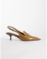 ASOS - Sundae Slingback Kitten Heeled Loafers - Lyst