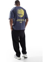 ASOS - Camiseta Azul Marino Extragrande Con Estampado Gráfico Deportivo De - Lyst