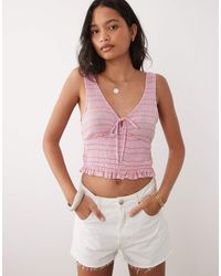 Rip Curl - Rip Curl Gingham Shirred Beach Top - Lyst