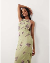 ASOS Sheer Lace Cami Maxi Dress With Placement Embellishment in Yellow |  Lyst UK