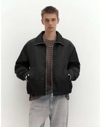 Pull&Bear - Giacca Bomber Con Colletto Camicia Nera - Lyst