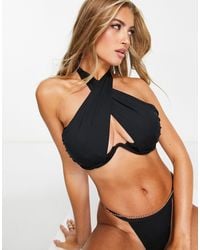 Pour Moi - Fuller Bust Space Halter Underwired Wrap Bikini Top - Lyst