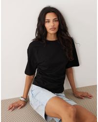 Mango - 100% Cotton Ruched Side T-shirt - Lyst