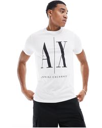 Armani Exchange - Camiseta blanca con logo negro grande - Lyst