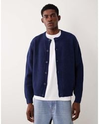 ASOS - Oversized Knit Fisherman Rib Wool Blend Crew Neck Cardigan - Lyst