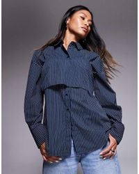 ASOS - Oversized Overhemd Met Bovenlaag En Strepen - Lyst