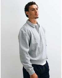ASOS - Sudadera Oversize De Corte Cuadrado Con Media Cremallera Y Cuello En - Lyst
