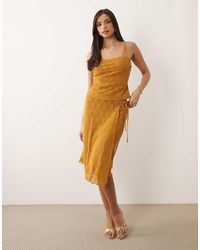 ASOS - Co-ord Wrap Over Lace Midi Length Skirt - Lyst