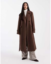 4th & Reckless - Faux Suede Double Breasted Belted Midi Trench Coat - Lyst