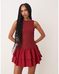 ASOS - Lace Bodice Mini Dress With Poplin Skirt - Lyst