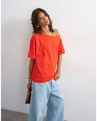 TOPSHOP - Fallen Shoulder T-shirt - Lyst