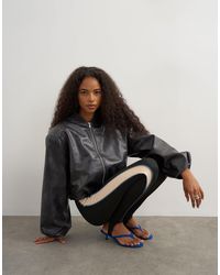 TOPSHOP - Faux Leather Oversized Zip Up Bomber Jacket - Lyst