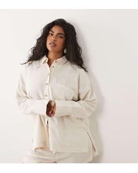 ASOS - Asos Design Curve Ipanema Sheer Beach Shirt With Linen - Lyst