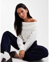 Hollister - Knitted Off The Shoulder Jumper - Lyst