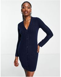 ASOS - Knitted Mini Dress With Button Through Detail - Lyst