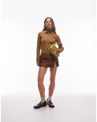 & Other Stories - Knitted Rib Fitted Polo Top With Mixed Fabric Collar - Lyst