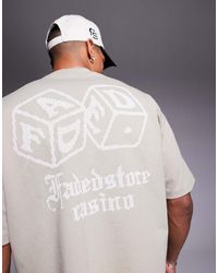 Faded Store - T-Shirt Chiaro Con Stampa Di Dadi A Contrasto Sul Retro - Lyst