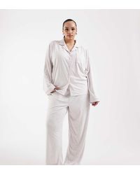 Loungeable - Curve Super Soft Jersey Camp Collar Top And Pants Pajama Set - Lyst