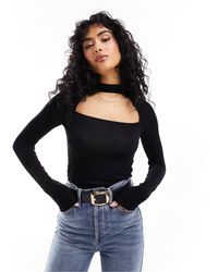 ASOS - Fine Knit Cut Out Detail Long Sleeve Top - Lyst