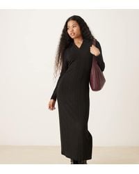 JDY Petite - Knitted Polo Maxi Dress - Lyst