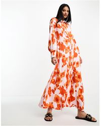 SELECTED - Vestido camisero largo llamativo con estampado floral - Lyst