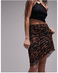 TOPSHOP - Ruched Animal Print Asymmetric Mini Skirt - Lyst