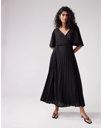 ASOS - Wrap Flutter Sleeve Midi Dress With Pleat Skirt - Lyst